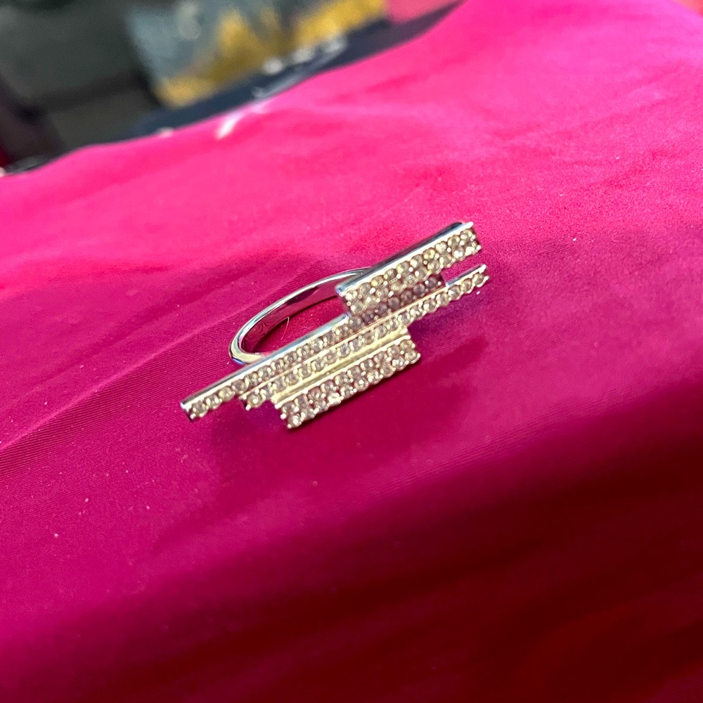 SWAROVSKI ring. Size 8. Silver tone. Crystals. Stunning, bold ring.